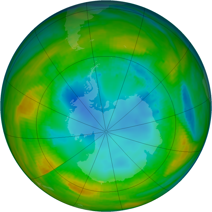Antarctic ozone map for 07 August 1982